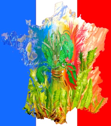 Malerei mit dem Titel "La France en bouque…" von Applestrophe, Original-Kunstwerk, Acryl