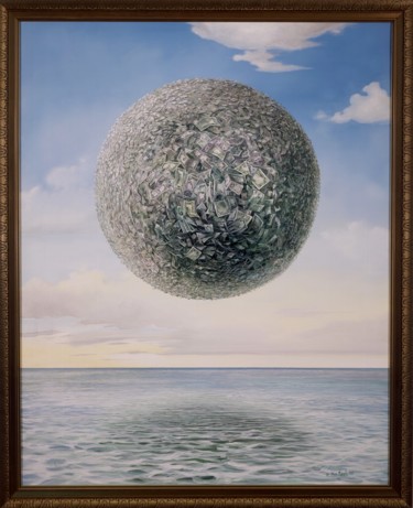 Malerei mit dem Titel "La boule de dollars…" von Applestrophe, Original-Kunstwerk, Acryl