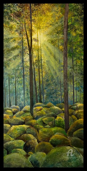 Pintura intitulada "Luminous Wilderness" por Aprajita Lal, Obras de arte originais, Acrílico Montado em Armação em madeira