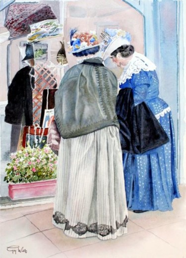 Peinture intitulée "La vitrine" par Guy Le Coz, Œuvre d'art originale