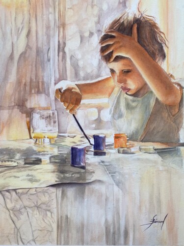 Painting titled "Graine d’artiste" by Joël Bérard, Original Artwork, Watercolor