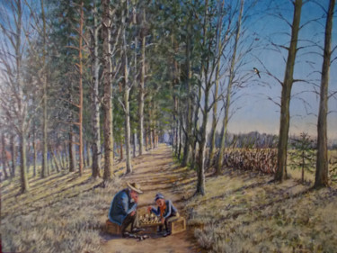 Peinture intitulée "Players" par Artyom Ukhov, Œuvre d'art originale, Huile