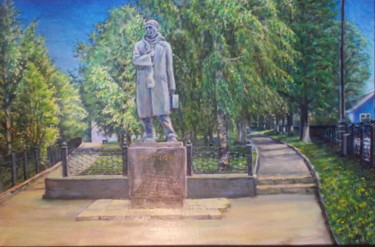 Peinture intitulée "The monument of poe…" par Artyom Ukhov, Œuvre d'art originale, Huile