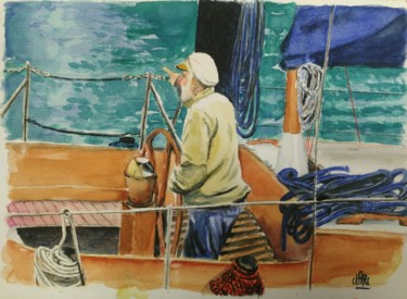 Malarstwo zatytułowany „Retour au port” autorstwa Claude Arcambal, Oryginalna praca, Akwarela