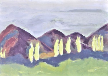 Painting titled "les collines de la…" by Giulia Archer, Original Artwork, Oil