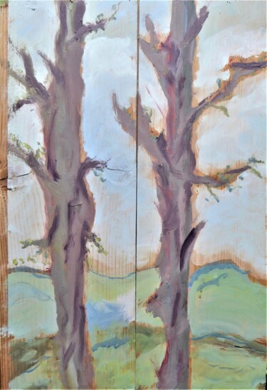 "deux arbres" başlıklı Tablo Giulia Archer tarafından, Orijinal sanat, Petrol
