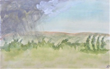 Painting titled "la pluie arrive" by Giulia Archer, Original Artwork, Watercolor