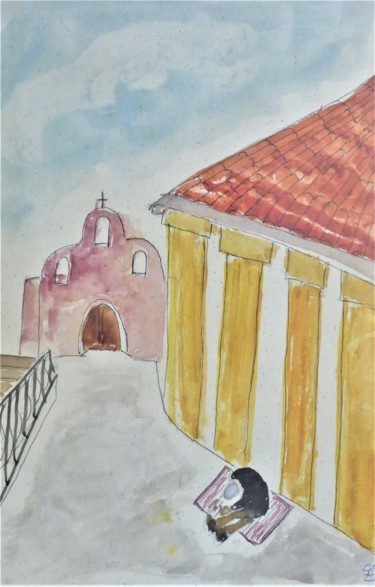 Pintura intitulada "le mendiant de Syra…" por Giulia Archer, Obras de arte originais, Aquarela