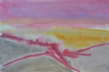 Peinture intitulée "collines roses" par Giulia Archer, Œuvre d'art originale, Aquarelle
