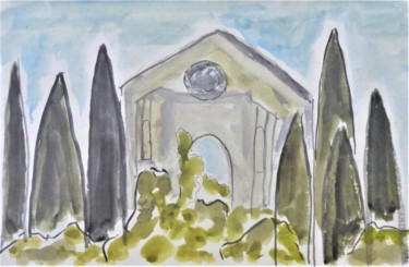 Pintura intitulada "église en ruine, Di…" por Giulia Archer, Obras de arte originais, Aquarela
