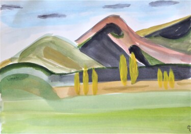 Malerei mit dem Titel "les collines de la…" von Giulia Archer, Original-Kunstwerk, Aquarell