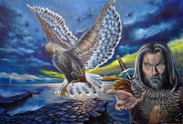 Painting titled "Viking" by Areva, Original Artwork, Oil