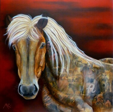 Painting titled "Cheval Islandais" by Marina Argentini, Original Artwork, Acrylic