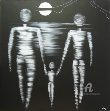 Painting titled "Ensemble" by Marina Argentini, Original Artwork, Acrylic Mounted on Wood Stretcher frame