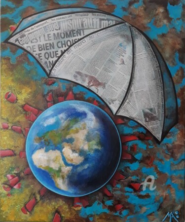Коллажи под названием ""Parapluie 19" ou "…" - Marina Argentini, Подлинное произведение искусства, Акрил Установлен на Дерев…