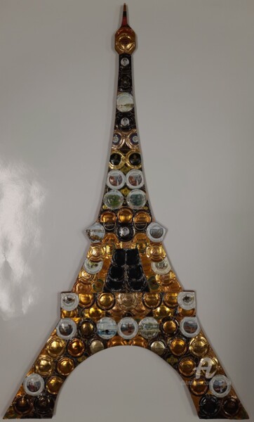 Collages titled "Eiffel 90" by Marina Argentini, Original Artwork, Metals