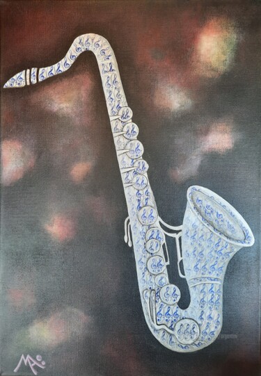 拼贴 标题为“Saxophone” 由Marina Argentini, 原创艺术品, 丙烯 安装在artwork_cat.上