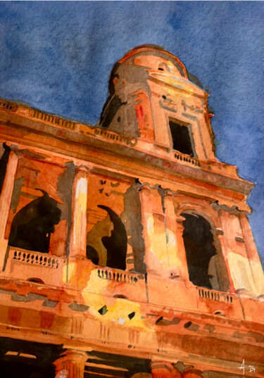 Painting titled "Tour Sud - Saint Su…" by Ari Rakotondraibe, Original Artwork, Watercolor