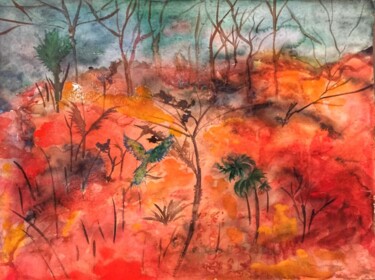 「brennender Amazonas」というタイトルの絵画 Aria Artisによって, オリジナルのアートワーク, 水彩画