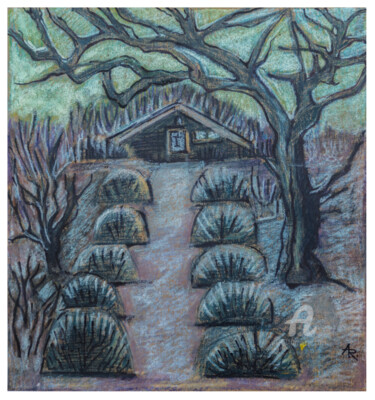 Tekening getiteld "Twilight in garden" door Ariadna De Raadt, Origineel Kunstwerk, Pastel