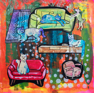 Malerei mit dem Titel "Pets life ( home st…" von Ariadna De Raadt, Original-Kunstwerk, Acryl