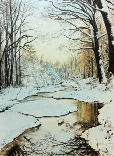 Pintura titulada ""A WINTER EVENING"" por Arianna Squicquaro, Obra de arte original, Acuarela