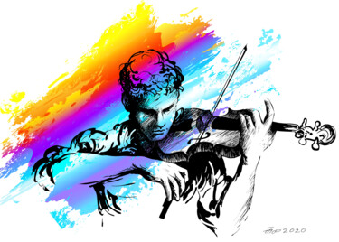 Digital Arts με τίτλο "Violin player, musi…" από Arija Paikule, Αυθεντικά έργα τέχνης, Ψηφιακή ζωγραφική