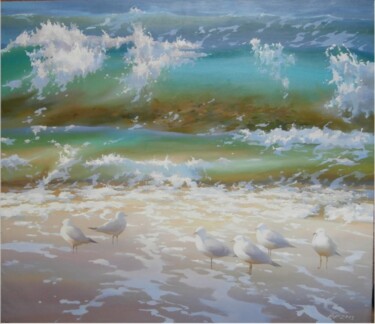 Картина под названием "Gulls" - Arija Paikule, Подлинное произведение искусства, Масло