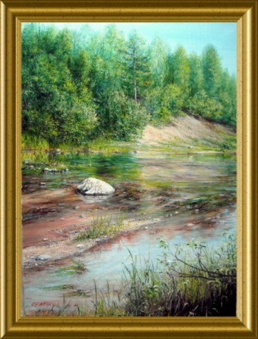 Картина под названием "обмелевшая река" - Гарик, Подлинное произведение искусства, Масло