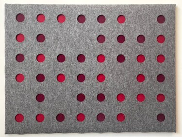 Textile Art με τίτλο "Dots_Fire" από Arina Ergle, Αυθεντικά έργα τέχνης, Υφαντικές ίνες Τοποθετήθηκε στο Ξύλινο πάνελ