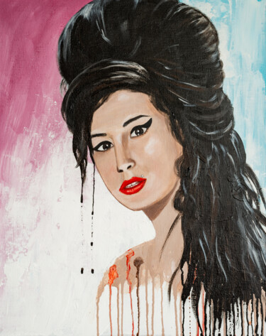Картина под названием "Amy Winehouse Abstr…" - Arina Yastrebova, Подлинное произведение искусства, Акрил Установлен на Дерев…