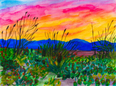 Malerei mit dem Titel "Saguaro National Pa…" von Arina Yastrebova, Original-Kunstwerk, Aquarell