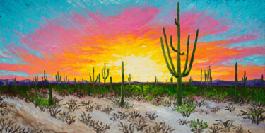 Pittura intitolato "Arizona Sonoran Des…" da Arina Yastrebova, Opera d'arte originale, Olio
