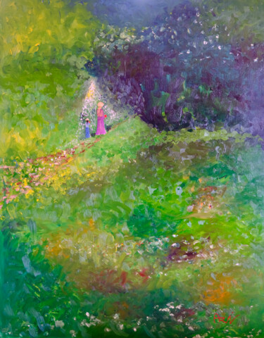 Painting titled "Printemps en forêt" by Vincent Arin, Original Artwork, Oil