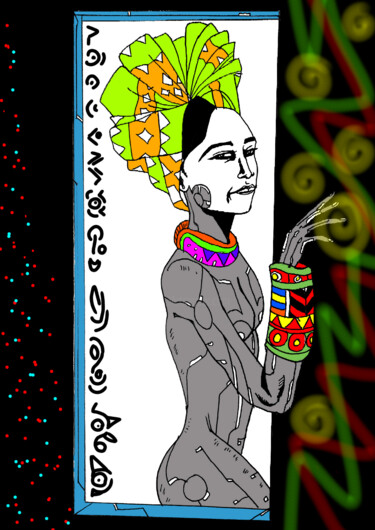 Digital Arts titled "Femme futuriste" by Aristhode Berthy Ouamba Backabadio, Original Artwork, 2D Digital Work