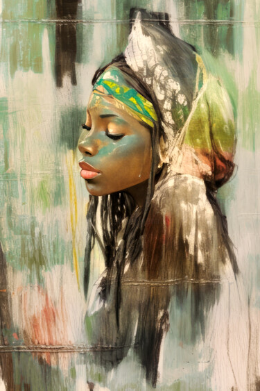 Digital Arts titled "Afrikaanse Schoonhe…" by Arjen Roos, Original Artwork, Digital Painting