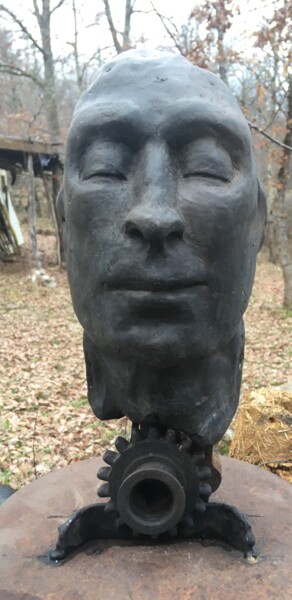 Sculpture titled "Think" by Arjen Van Der Straten (Ruedart), Original Artwork, Clay