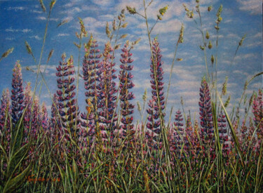 Painting titled "Lupines" by Arkady Paransky, Original Artwork, Pastel