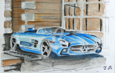 Malarstwo zatytułowany „Mercedes cabriolet…” autorstwa Armajay, Oryginalna praca, Pastel