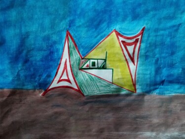 Painting titled "bateau de peche" by Armajeur76, Original Artwork, Watercolor