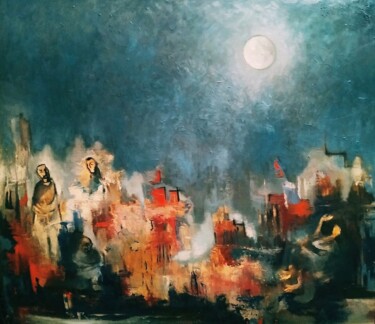 Schilderij getiteld ""night"" door Arman Ohanyan, Origineel Kunstwerk, Olie