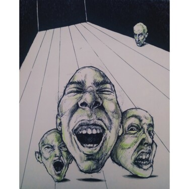 Pintura titulada "Из серии "Псих. бол…" por Arman Ohanyan, Obra de arte original, Bolígrafo