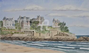 Peinture intitulée "Villas à Dinard 2" par Armelle Cailly, Œuvre d'art originale, Aquarelle Monté sur Carton