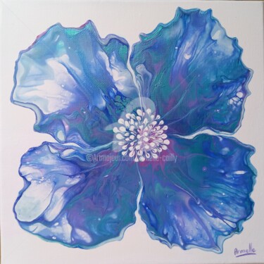 Pintura intitulada "Fleur mauve" por Armelle Cailly, Obras de arte originais, Acrílico Montado em Armação em madeira