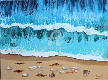 Malarstwo zatytułowany „plage 30x40” autorstwa Armelle Cailly, Oryginalna praca, Akryl Zamontowany na Drewniana rama noszy