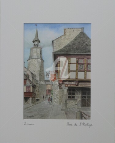 Printmaking titled "Dinan: rue de l'hor…" by Armelle Cailly, Original Artwork, Digital Print Mounted on Cardboard