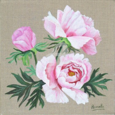제목이 "Pivoines roses"인 미술작품 Armelle Cailly로, 원작, 아크릴