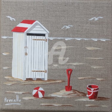 Peinture intitulée "cabine rouge" par Armelle Cailly, Œuvre d'art originale, Acrylique Monté sur Châssis en bois