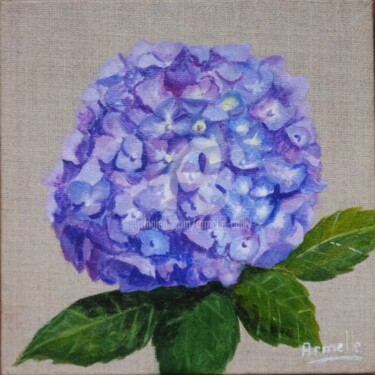 Schilderij getiteld "hortensias bleu" door Armelle Cailly, Origineel Kunstwerk, Acryl