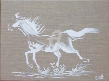 Pintura intitulada "cheval sauvage" por Armelle Cailly, Obras de arte originais, Acrílico Montado em Armação em madeira